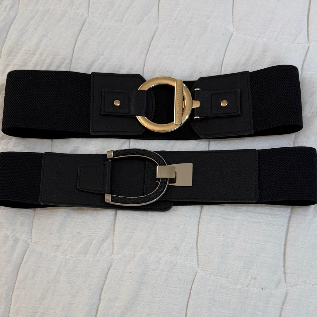 Vince Camuto Black Belts With Gold Buckles